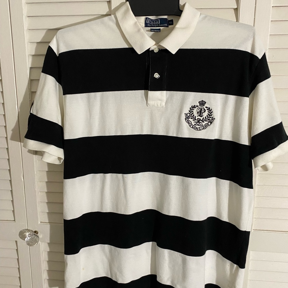 Ralph Lauren Black and White Striped Polo